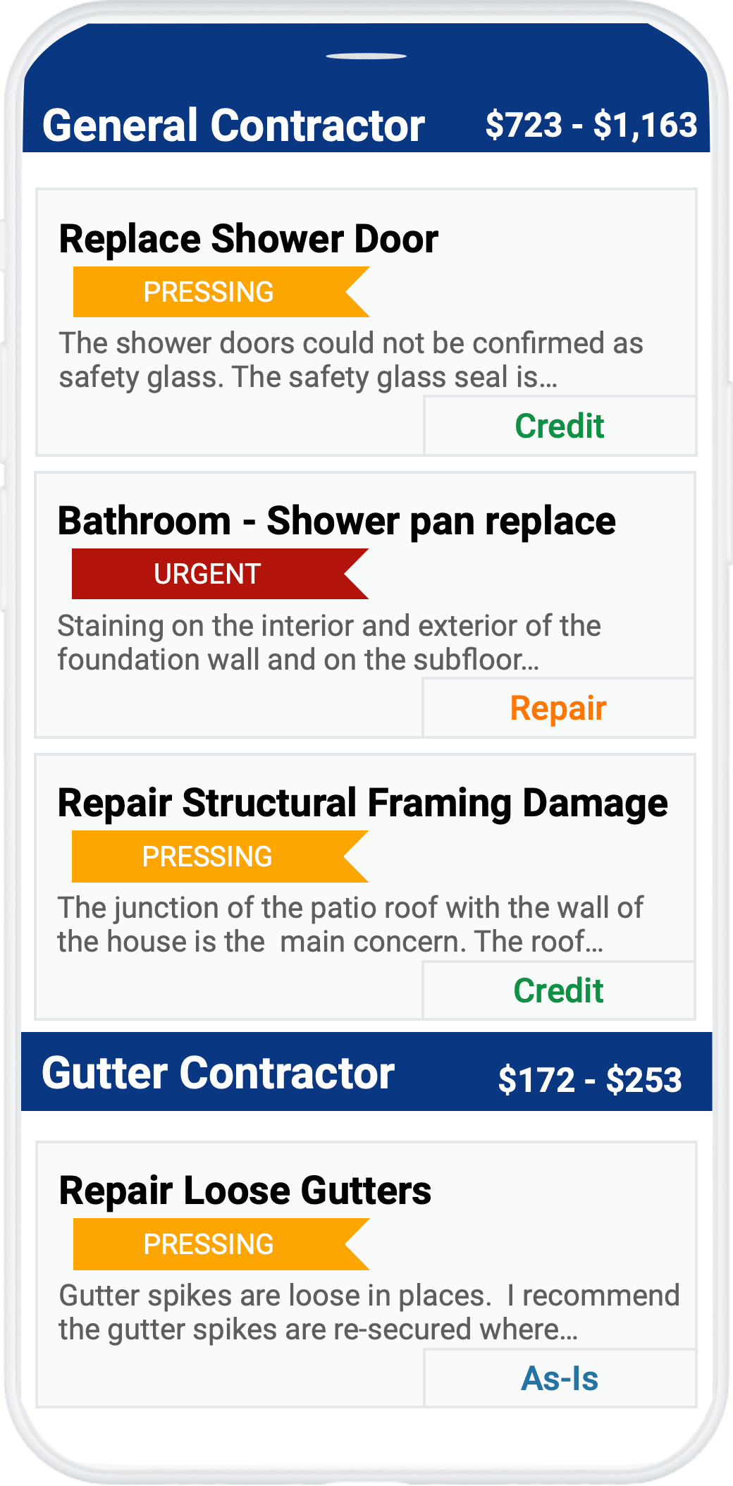 Demo Home Repair Estimate